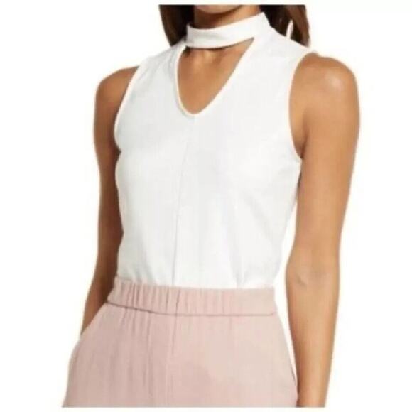Halogen NWOT Women's Cutout Mock Neck Top White Size M - Picture 1 of 5
